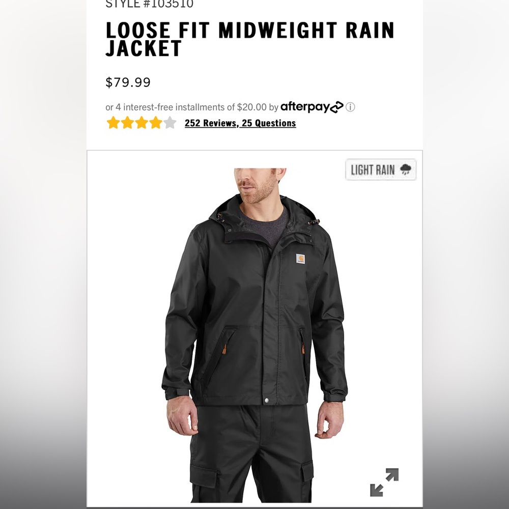 Carhartt Navy Rain Jacket -3 XL Tall